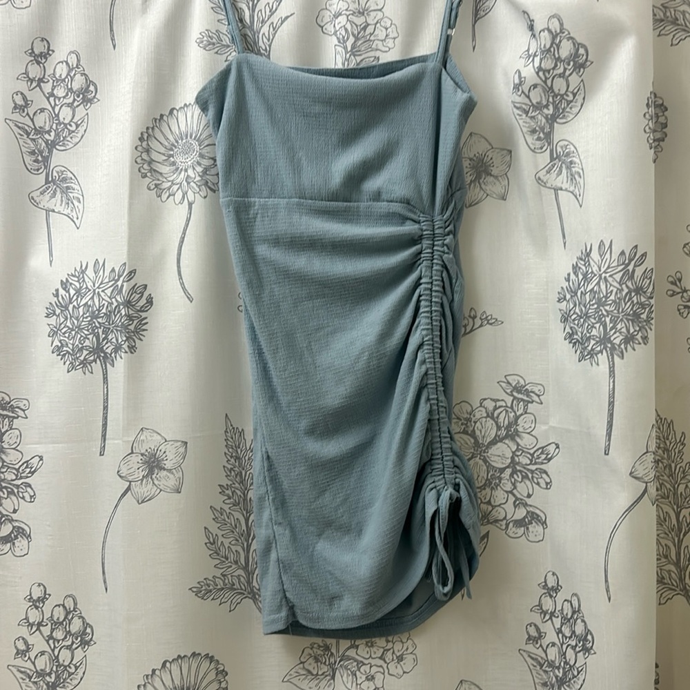 Short Blue Scrunch Dress